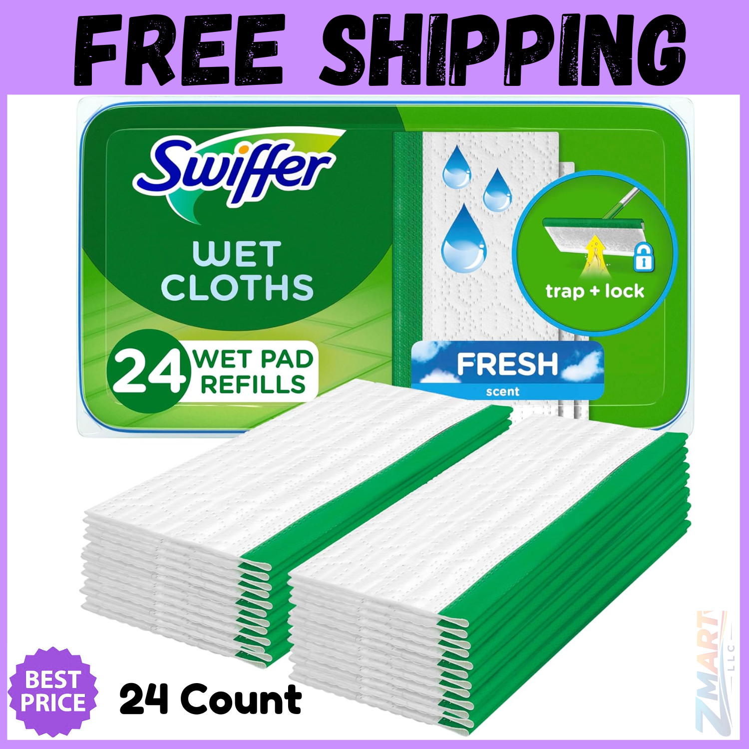 New Pack Of 24 Count Swiffer Sweeper Wet Mopping Cloths Fresh Scent Fast Ship