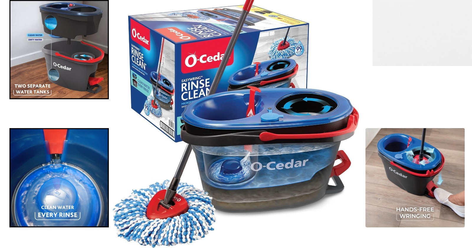 O-Cedar RinseClean Spin Mop & Bucket System | Clean with Clean Water | Remove…