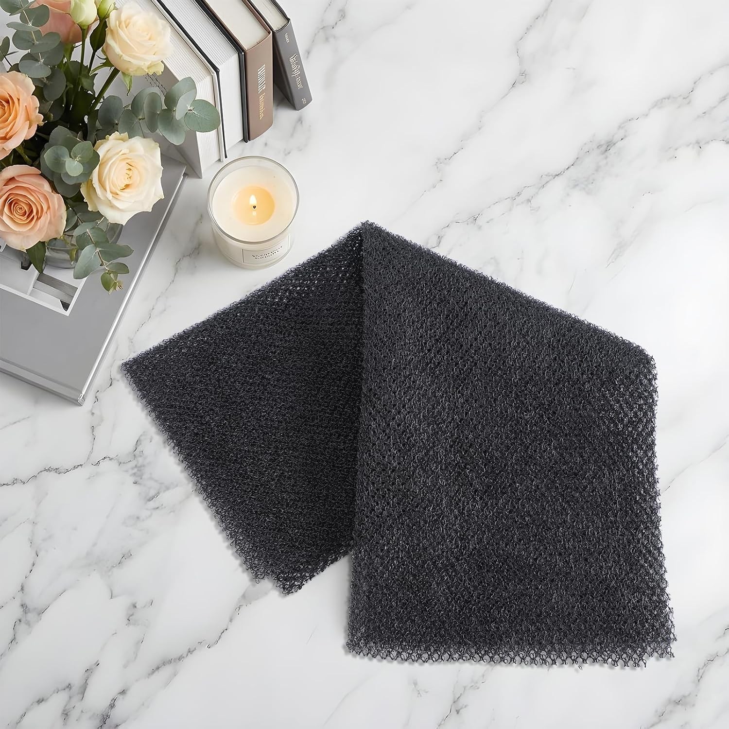 African Net Sponge, 2 Pack Black Exfoliating Washcloth, Elastic Long Net Rag
