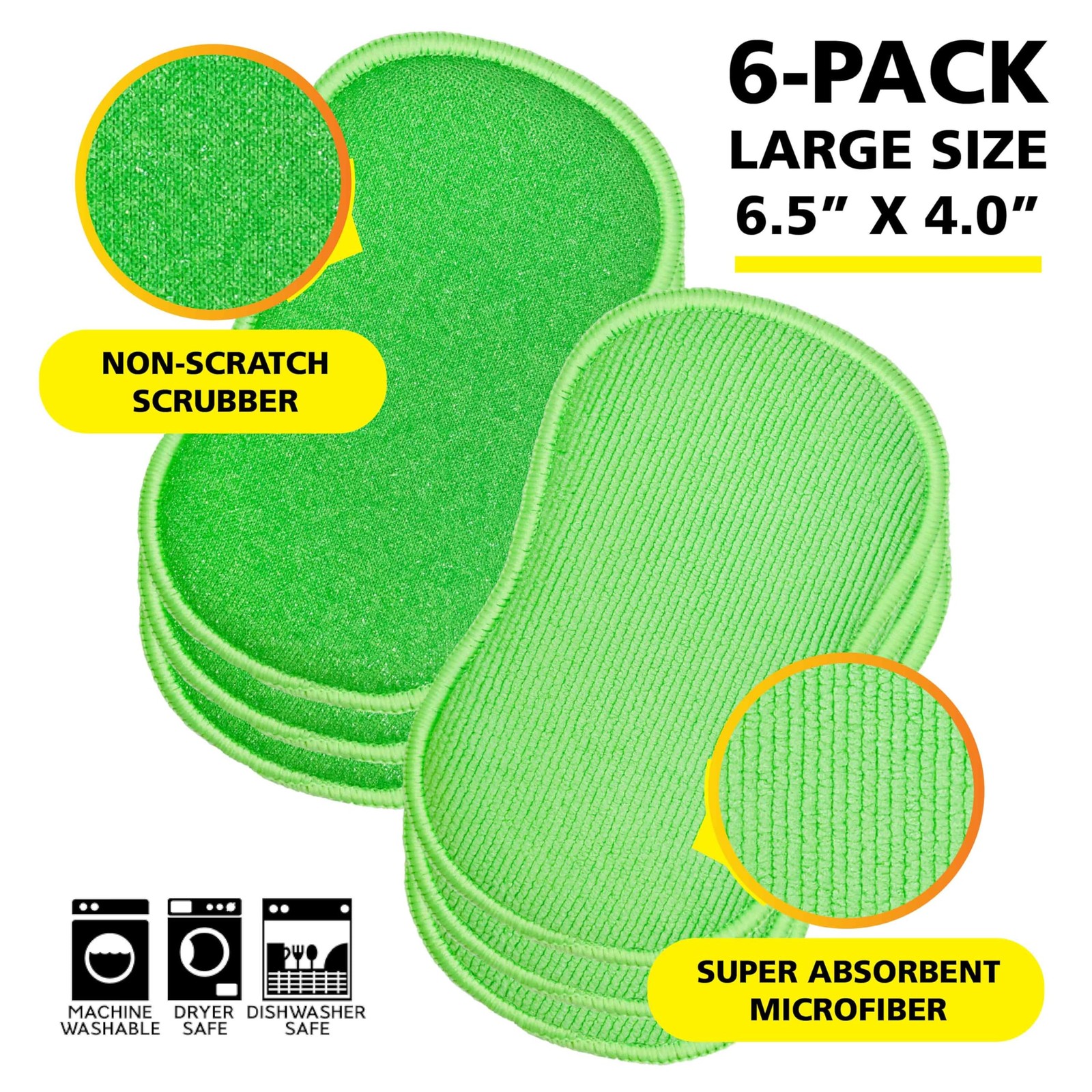 TubNTile by TuffScrub, Large, 6Pack, Microfiber, ScrubNWipe Pad, MultiSurface…