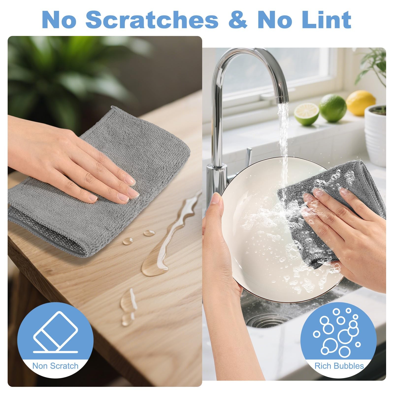 10pcs New Upgrade 2-Layer Microfiber Wire Dishcloth,Non-Scratch Wire Dishwash…
