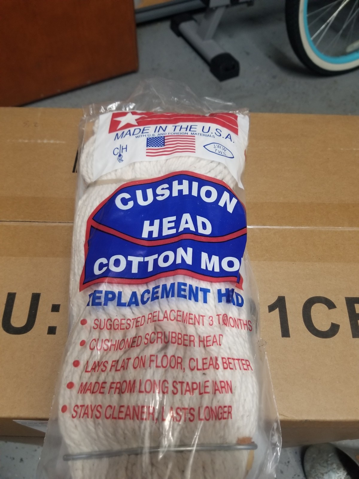 Cushion Head Cotton Mop Replacement Head #32 Threaded Screw On MADE in USA K1