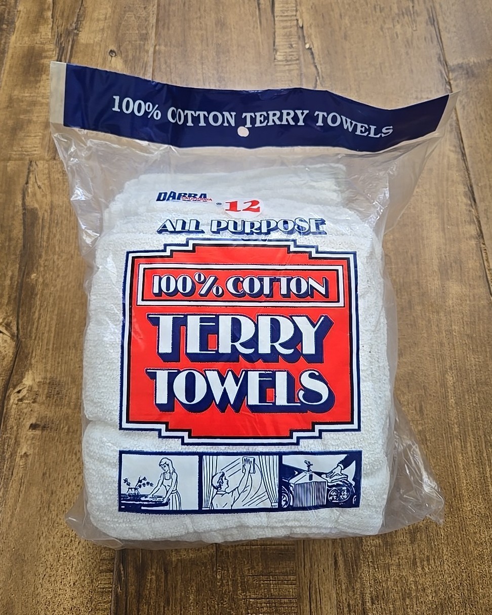 DARRA Terry Towels-White 14×17 All-Purpose 100% Cotton 12 PACK
