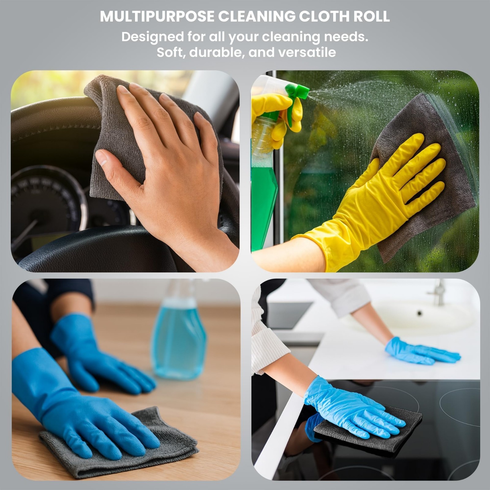 Microfiber Cleaning Cloth Roll 25×25 CM Reusable Washable Lint Free 20 Sheets