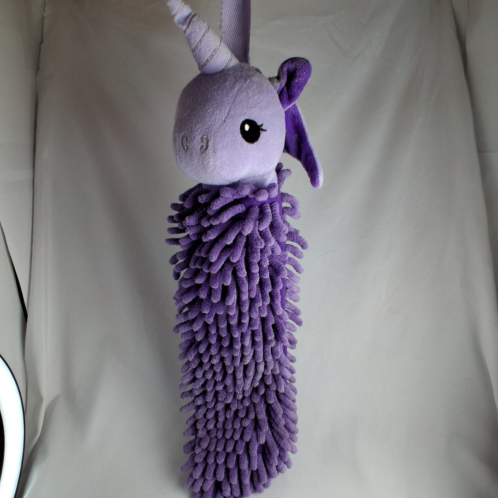 Norwex Pet to Dry Purple Unicorn Chenile Microfiber Hand Towel w/Hanging Loop