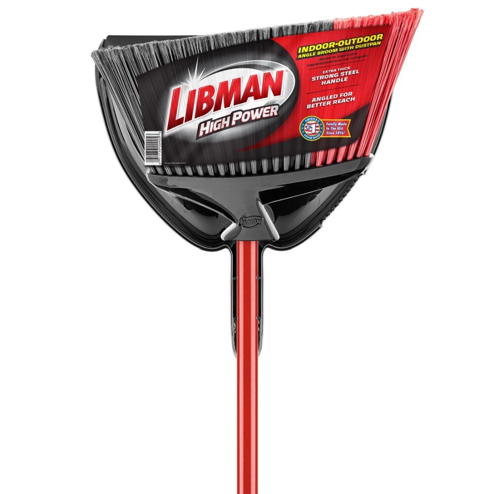 High Power 13.75 in. Steel Handel Broom with Dustpan