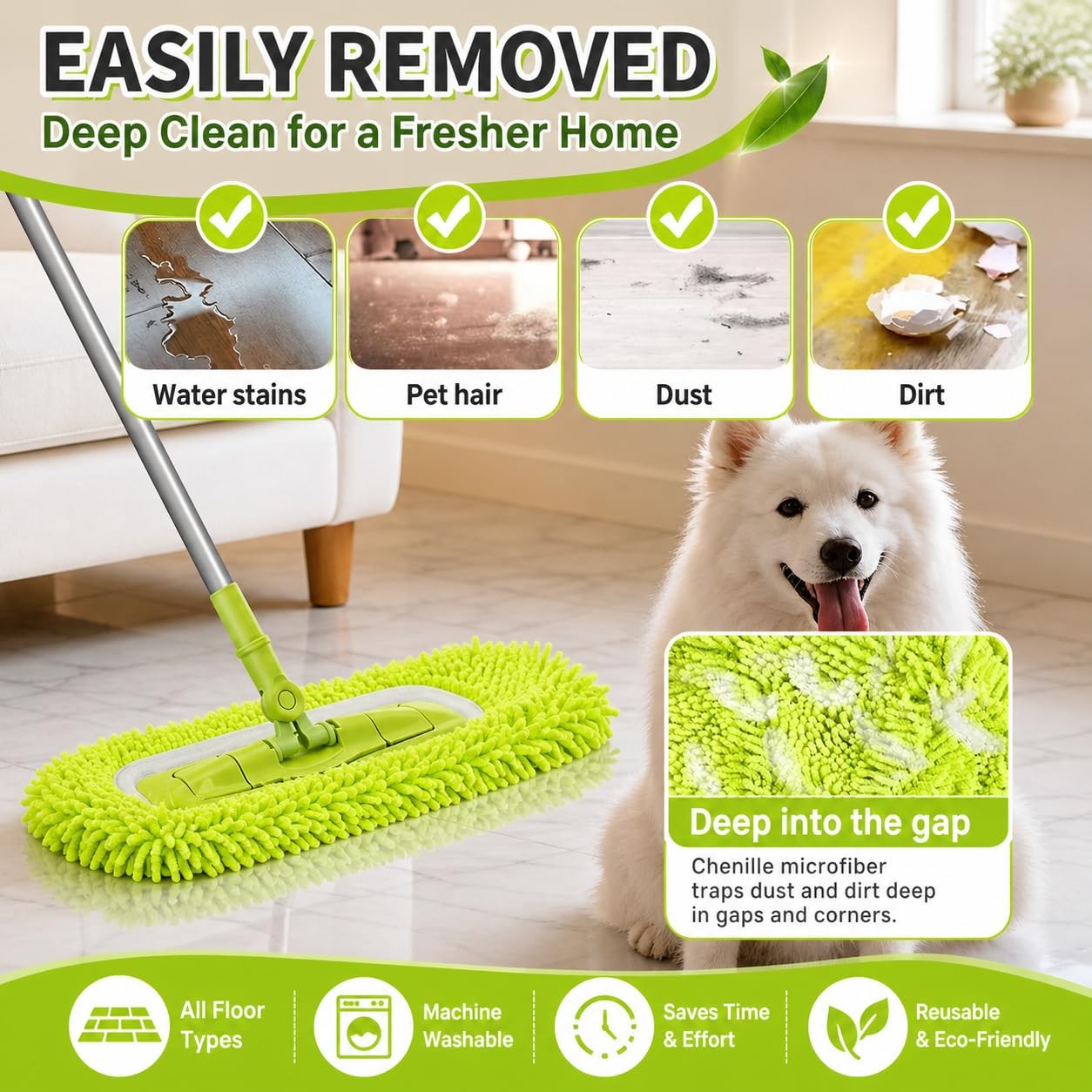 Reusable Microfiber Mop Pads 3 Pack,Compatible with Swiffer Sweeper Mop, Repl…