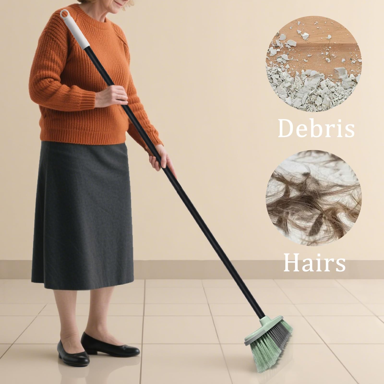 Indoor Broom Soft Bristle Brooms – Brooms for Sweeping Indoor Pet Hair, House…