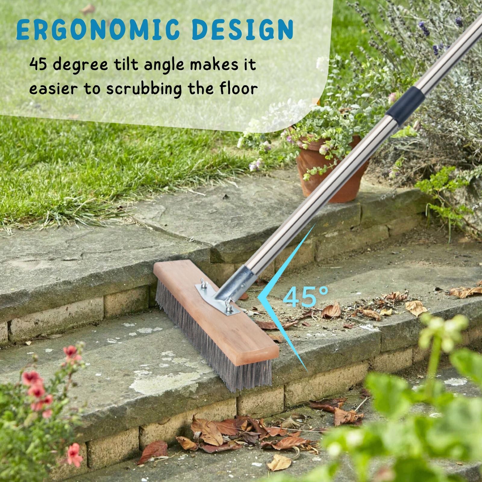 Stainless Steel Wire Scrub Brush with Long Handle Brush,