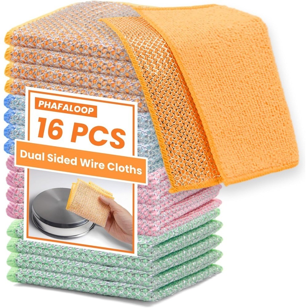 Multipurpose Wire Dishwashing Rags Dual Sided Non Scratch Scouring Pads Reusable