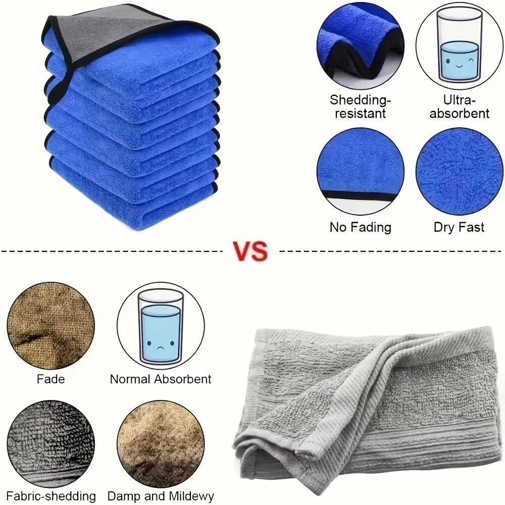 5 PCS Microfiber Car Cleaning Towels Absorbent Auto Detailing Drying Cloth