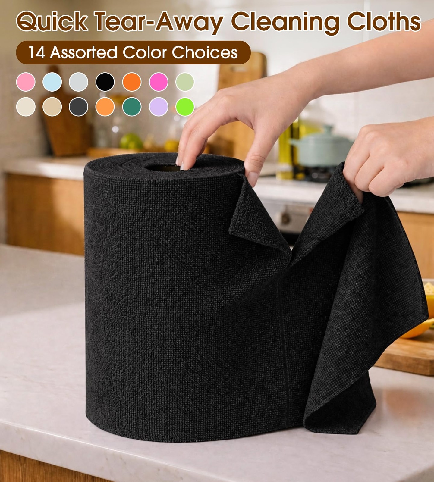 Microfiber Cleaning Cloth Roll, 100 Pack – Lint-Free, Reusable, Washable Towels