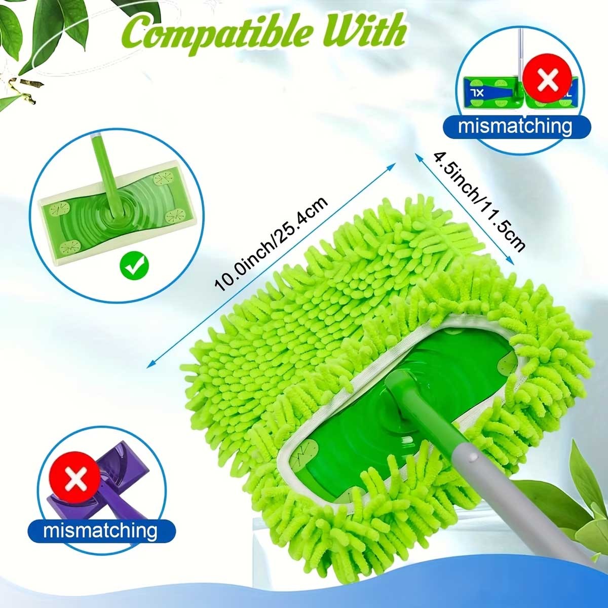 6Pcs Reusable Microfiber Mop Pads For Swiffer Sweeper, Wet & Dry Flat mop Cover