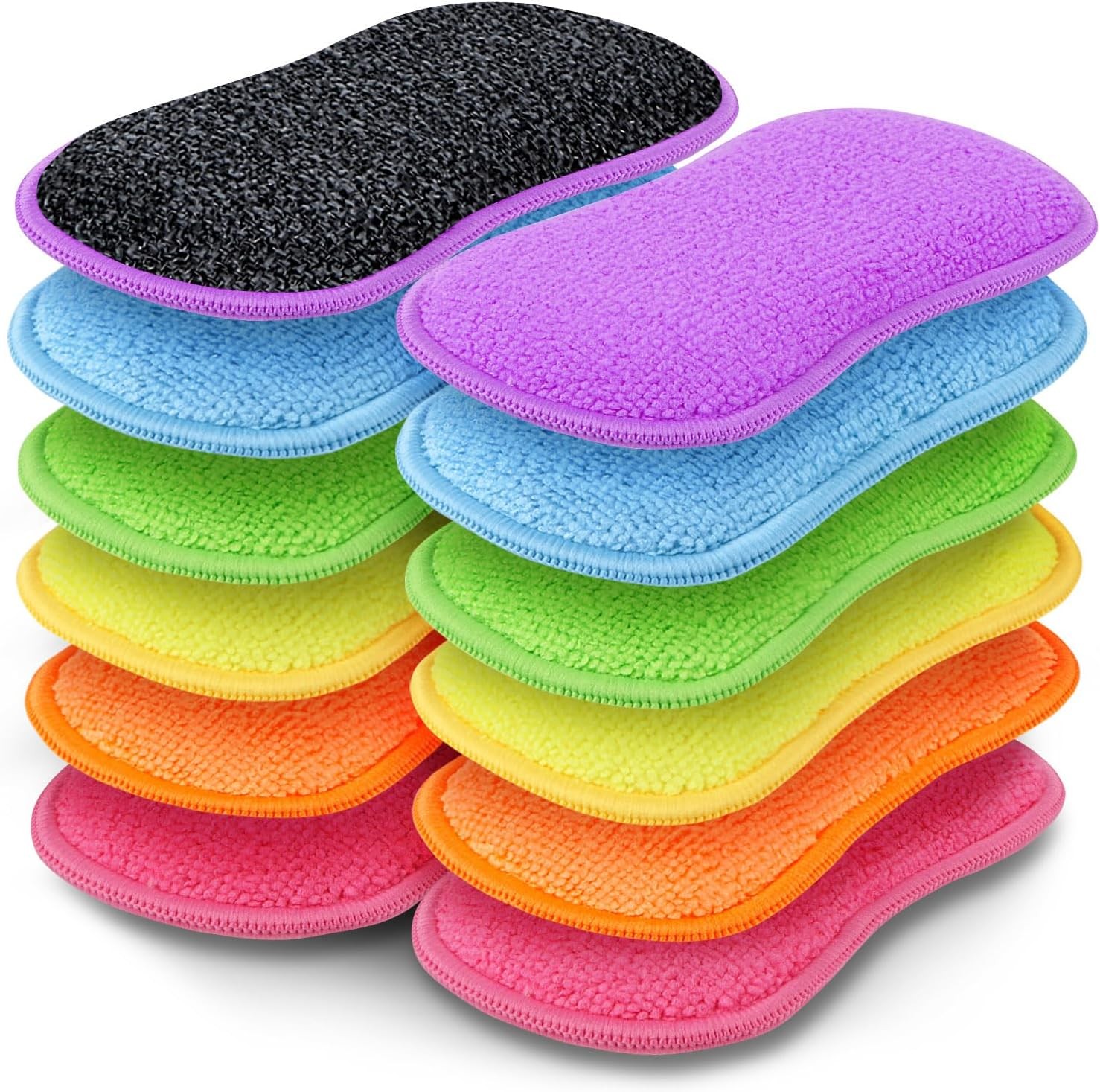 12Pack Dish Sponges Kitchen, Non-Scratch Microfiber Sponges for Cleaning,