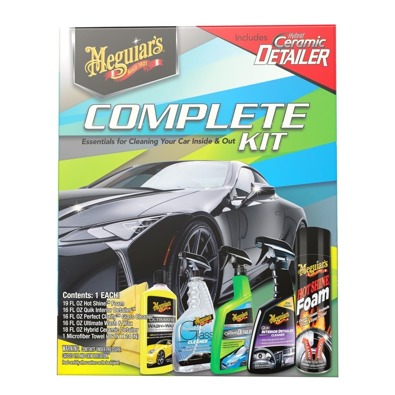 Complete Car Care Kit 6 Piece Auto Cleaning Detailing Set Wash Wax Protect Shine