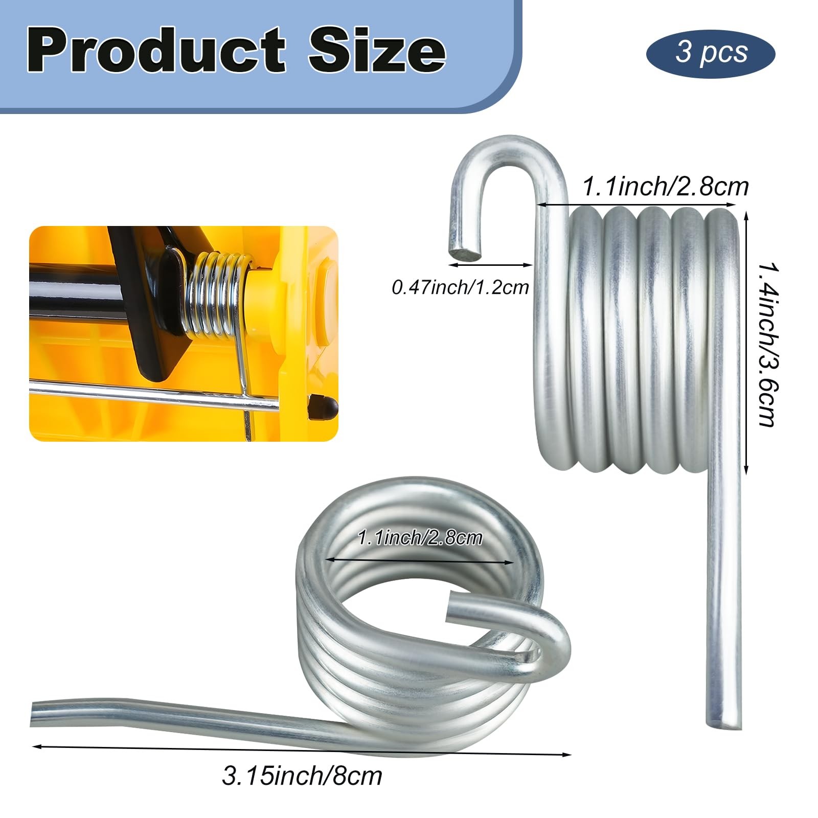 Comercial Mop Bucket Spring Replacement 3 Count Side-Press Wringer Torsion Sp…