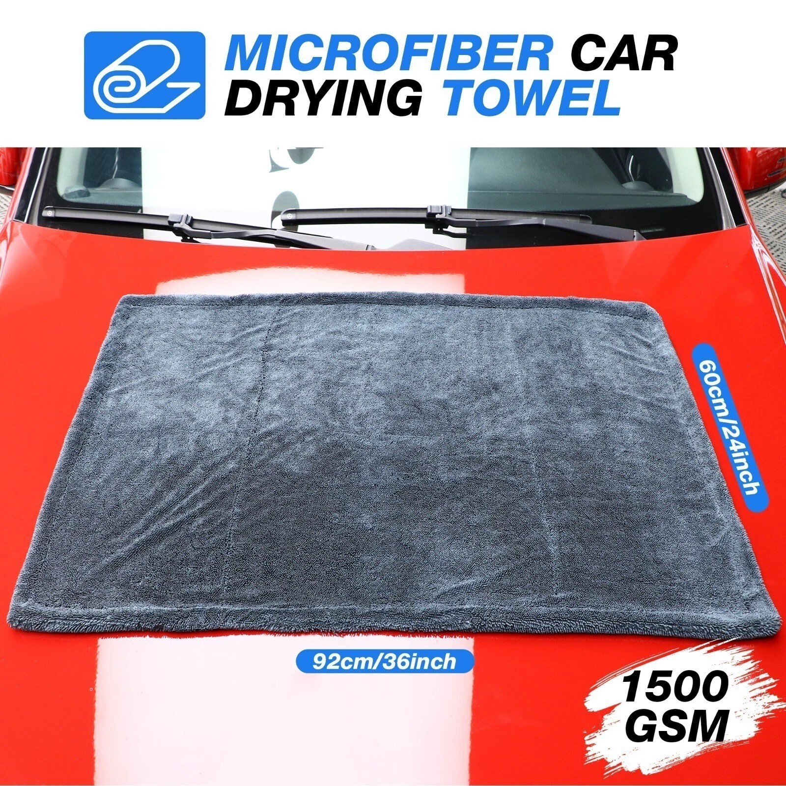 Super Absorbent Microfiber Car Drying Towel Twisted Loop 24” x 36″ 1500GSM