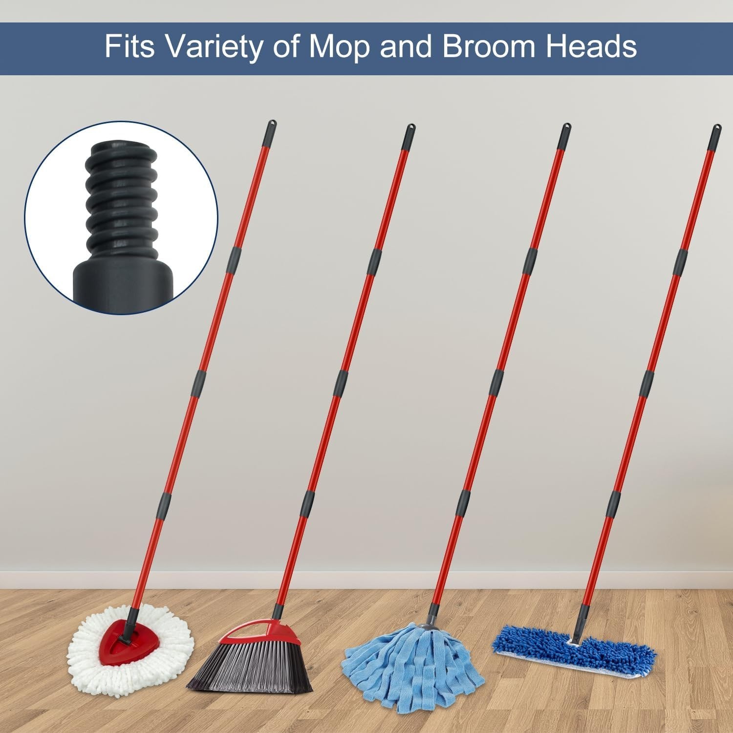 Easy Install 4-Section Mop Handle Replacement for O-Cedar, 30 to 58 Inches