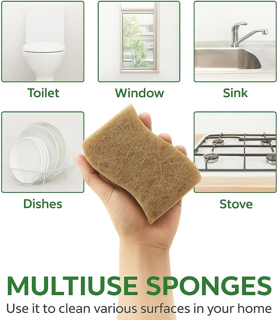 Eco Friendly Biodegradable Kitchen Sponges 12 Pack – Natural Compostable