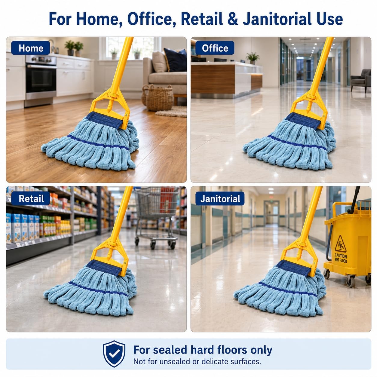 Microfiber Tube Mop Head16 Oz. 6 Inch Headband Loop End Commercial String Mop