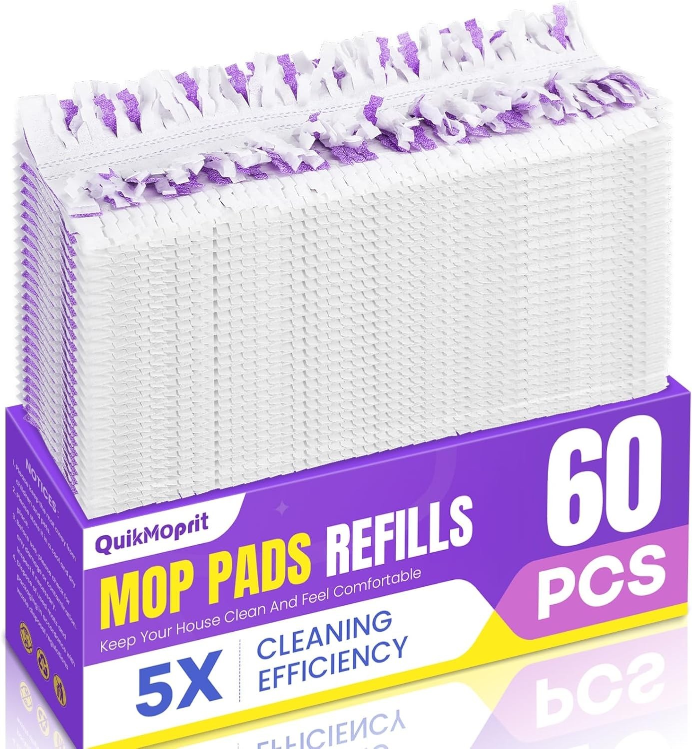 60 Pcs Power Mop Pads for Swiffer PowerMop 500+ Strips Multi-Surface Refill Pad