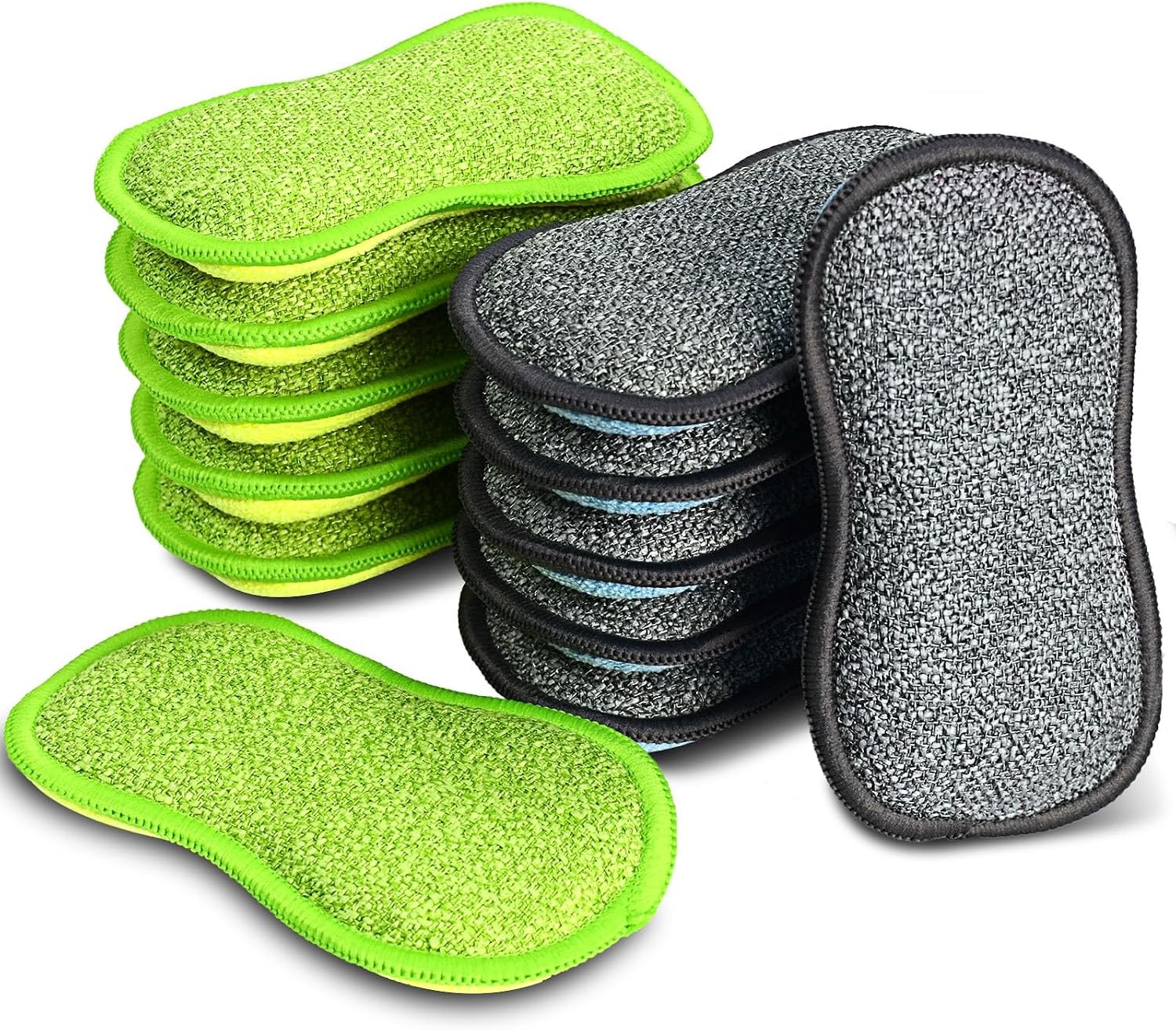 12 Pack Multi-Purpose Scrub Sponges for Kitchen Non-Scratch Microfiber Sponge