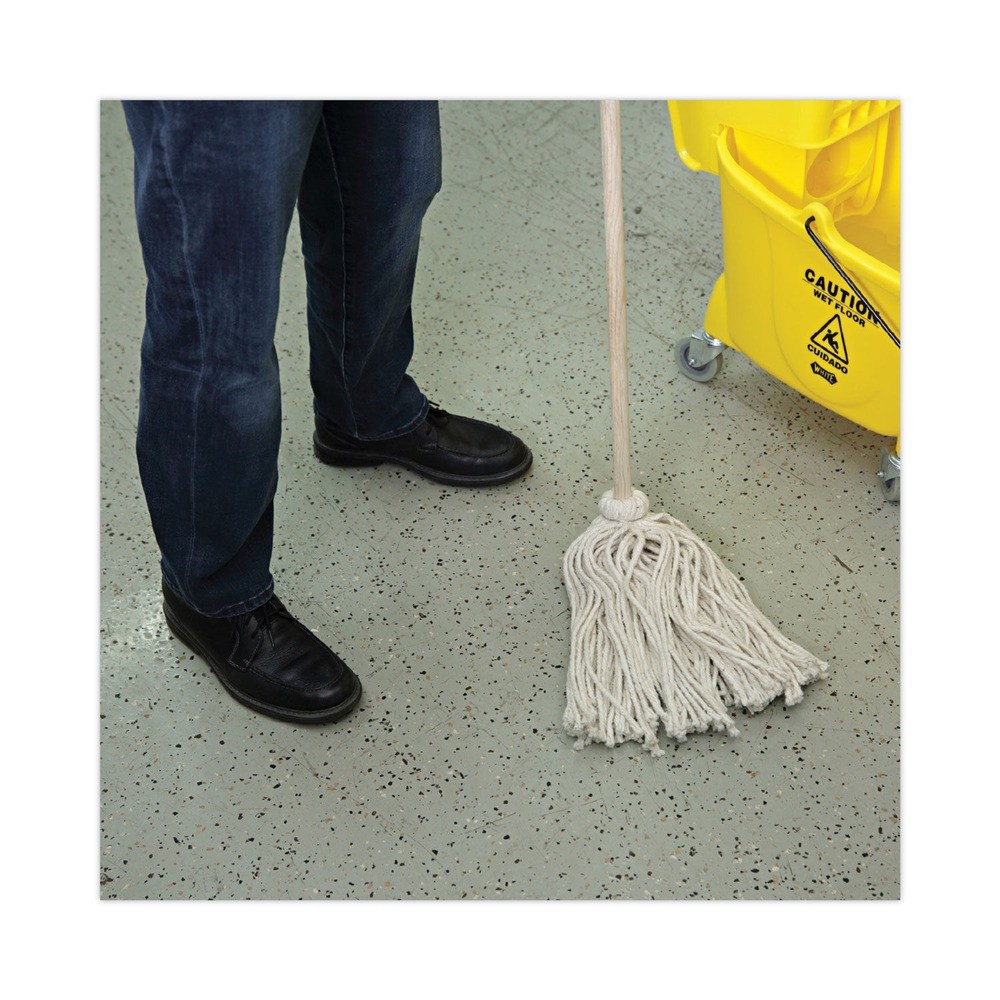 Boardwalk 124C 24 oz. Cotton Fiber Head Deck Mop w/ 54″ Wooden Handle (6/PK) New