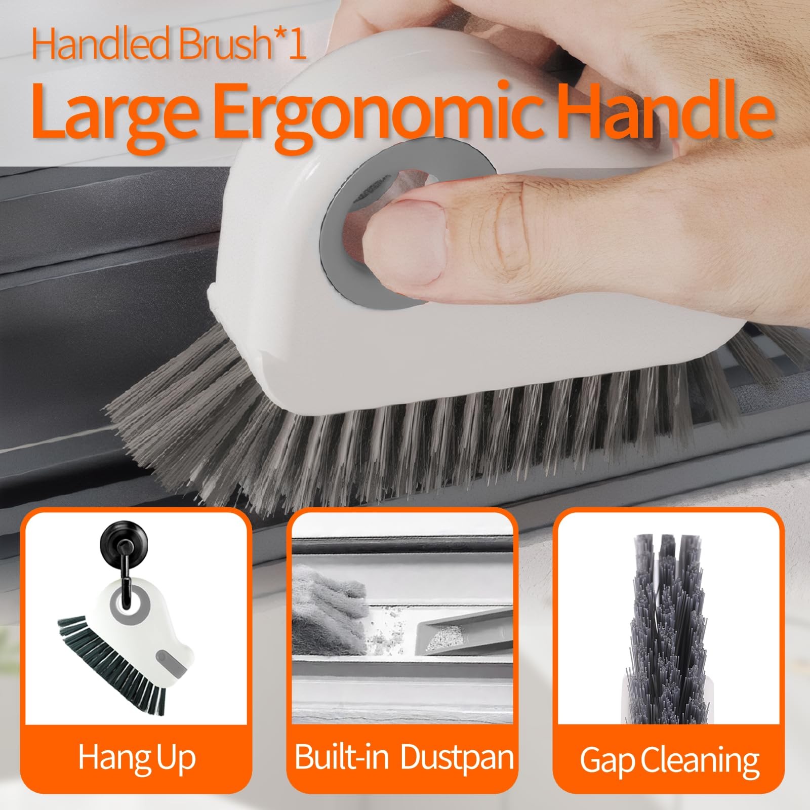 13Pcs Crevice Cleaning Brush Set, Window Groove Kit Hard Gray