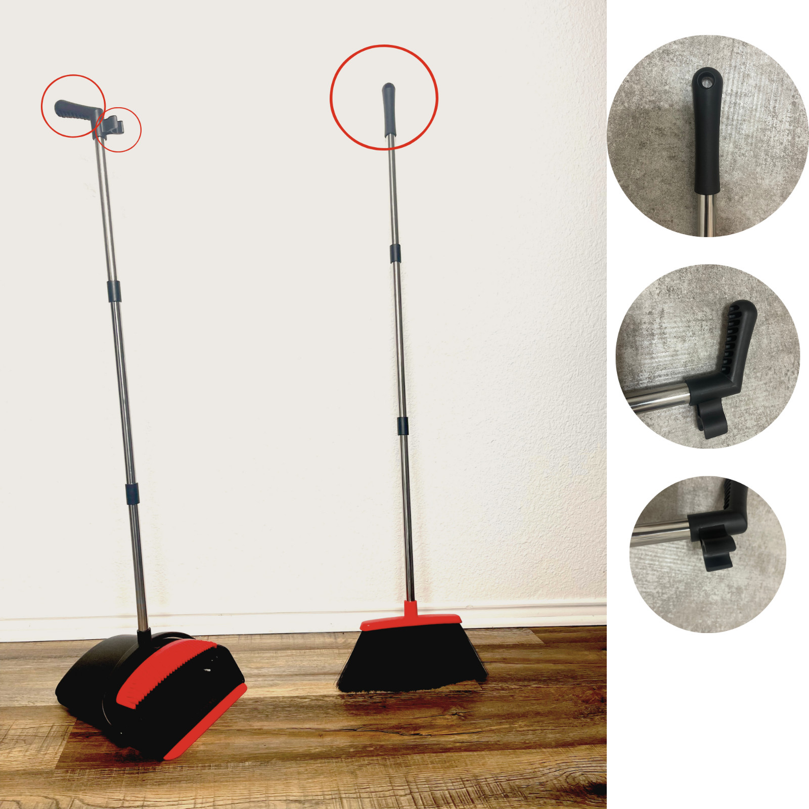 awnii Broom and Dustpan Combo Set, Adjustable Handle , for Home Offices Hotels