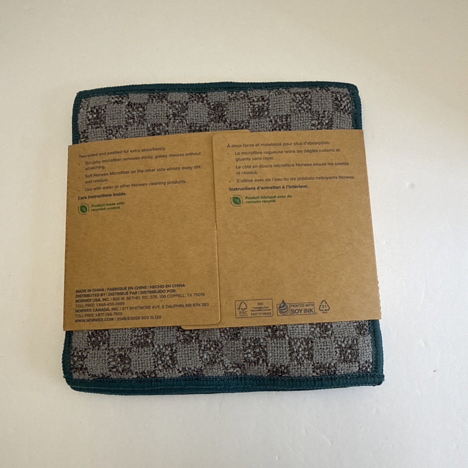 3pk Norwex EnviroScrub pack of 3 6.3×6.3 Enviro Scrub Squares Blue Green Grey