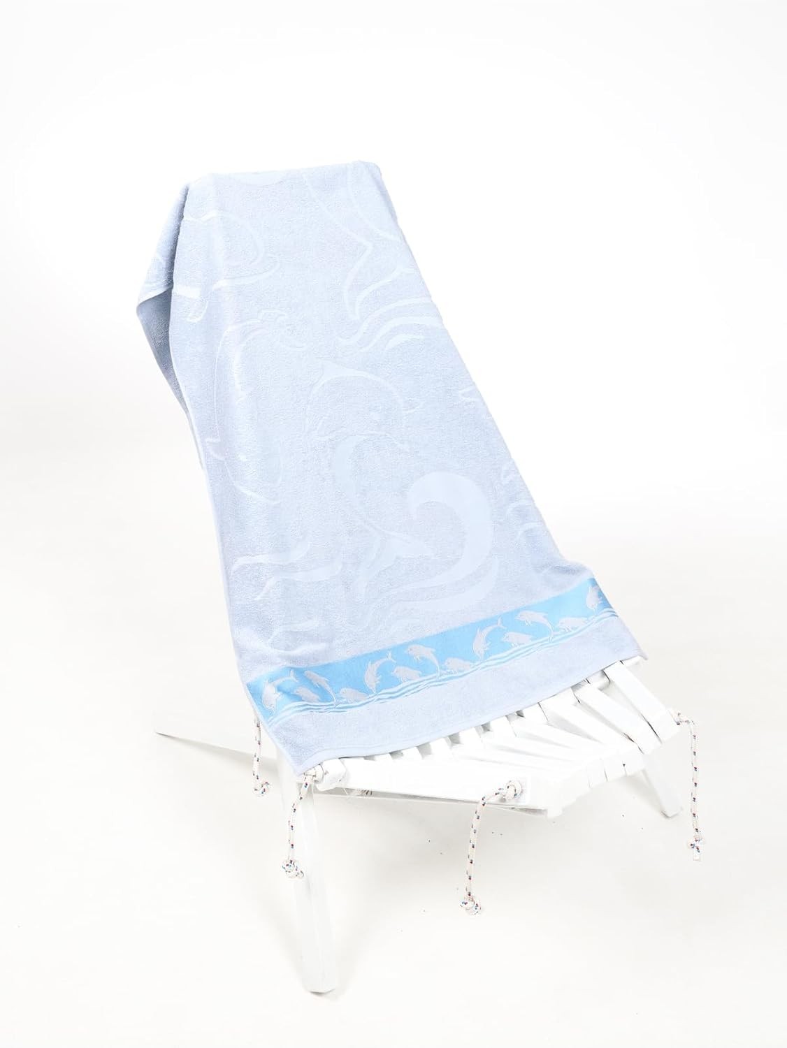 2-Piece Beach Towel Set Turquoise Dolphin Print 27.5×59 in Soft Absorbent for