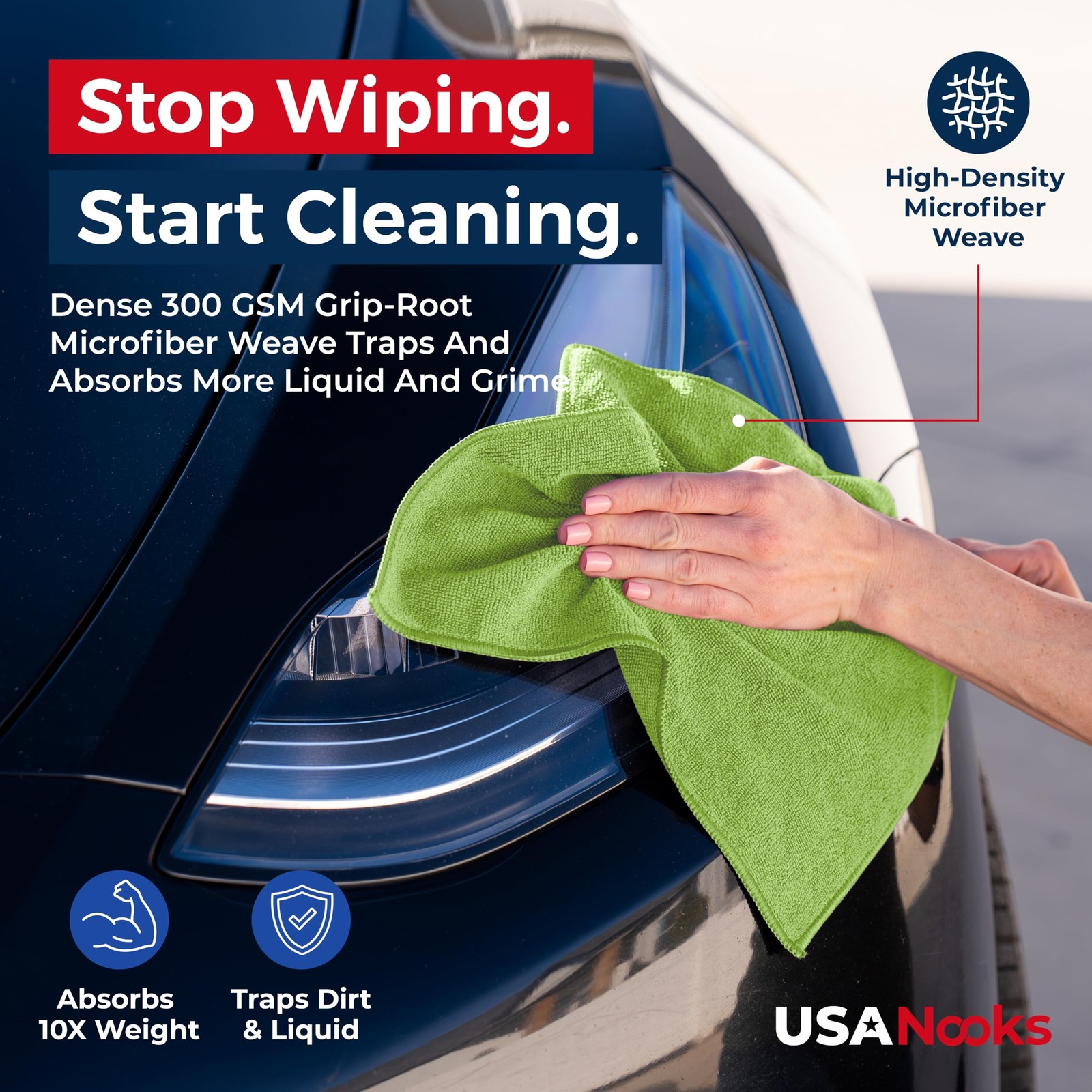 Microfiber Cleaning Cloth 12pcs 12.5×12.5 Inch High Performance 1200 Washes Ultr