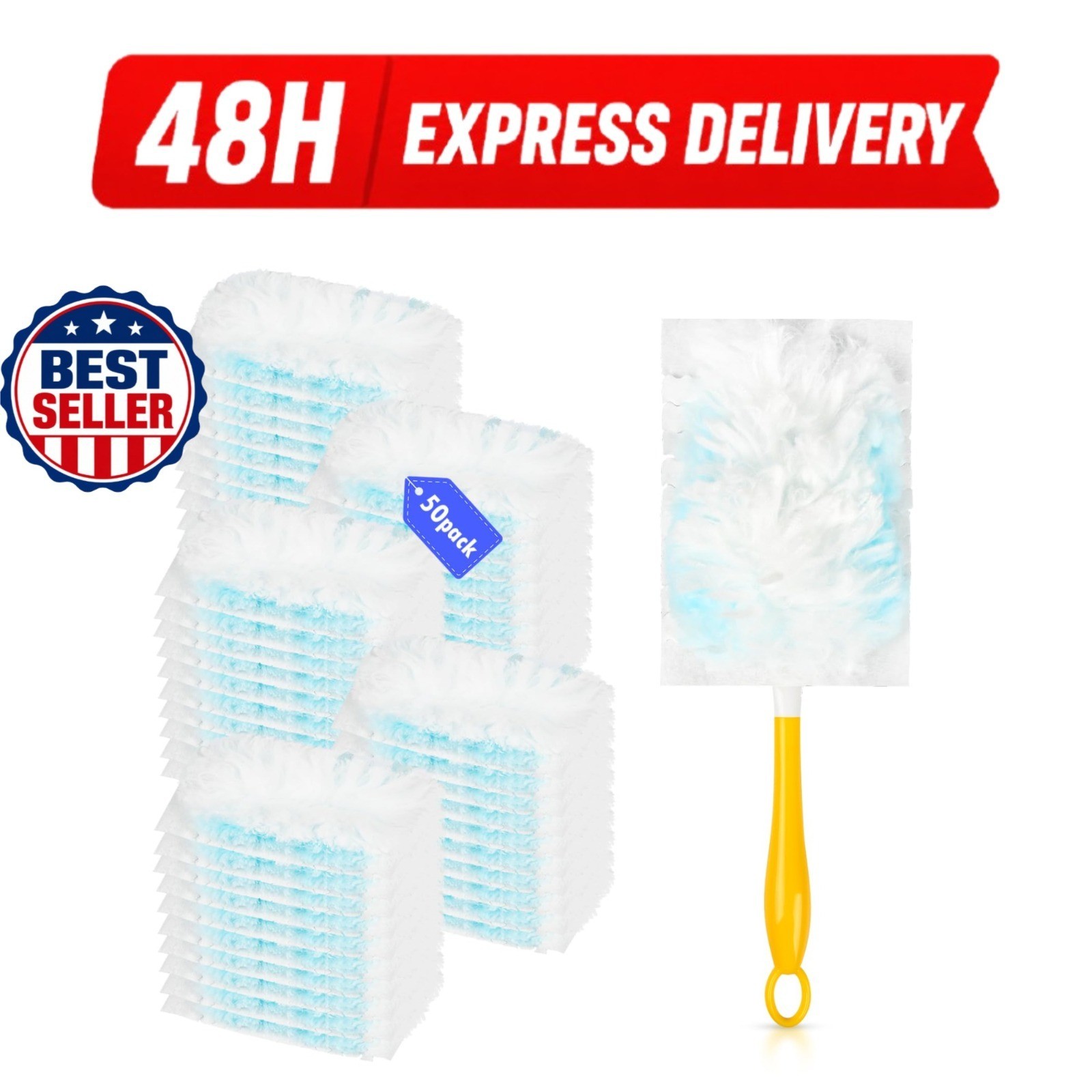 50 Count Microfiber Duster Refills for Swiffer Handle | High Density
