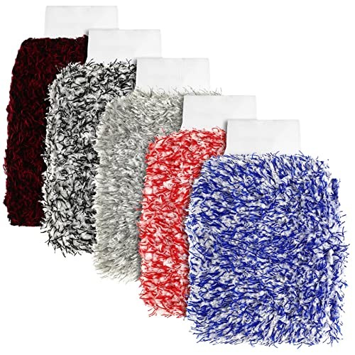 5 Pcs Microfiber Car Wash Mitt Absorbent Blue, Black, Red, White, Grey