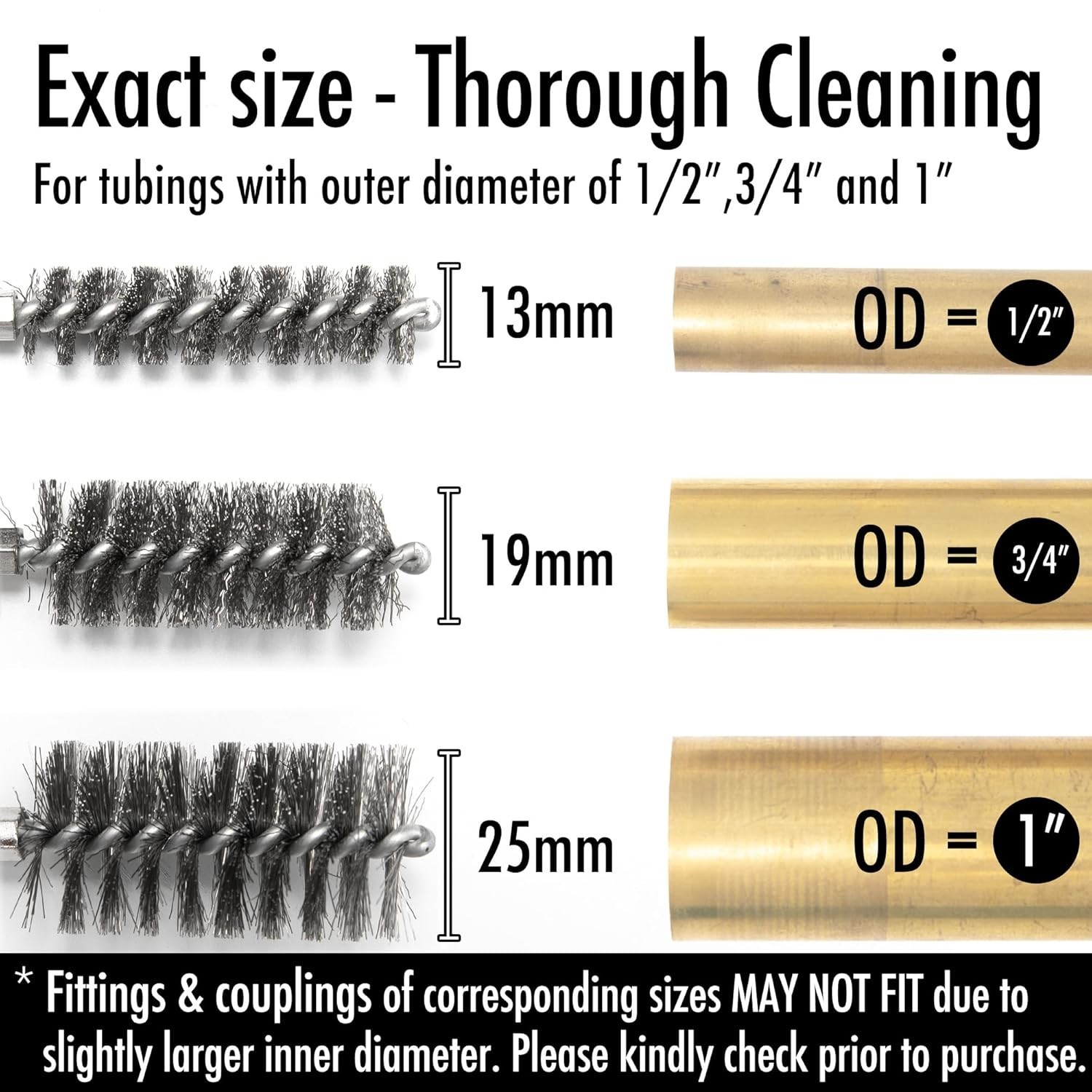 Versatile 6pcs Pipe Cleaner Brushes – Ideal for Copper Tubes & Automotive Use