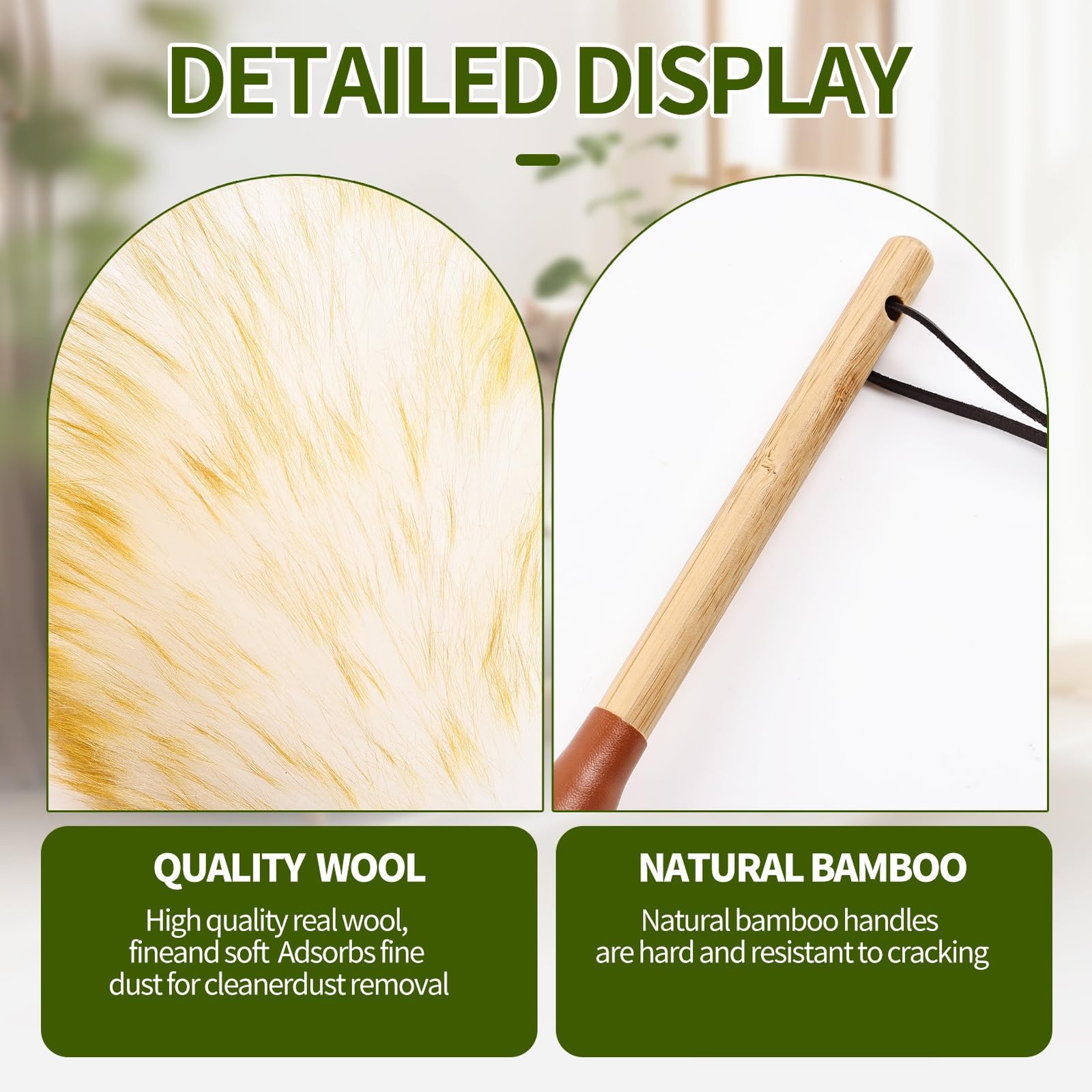 MehelloFeather Natural Lambswool Duster 16 Inch Handheld with 16inch, Yellow