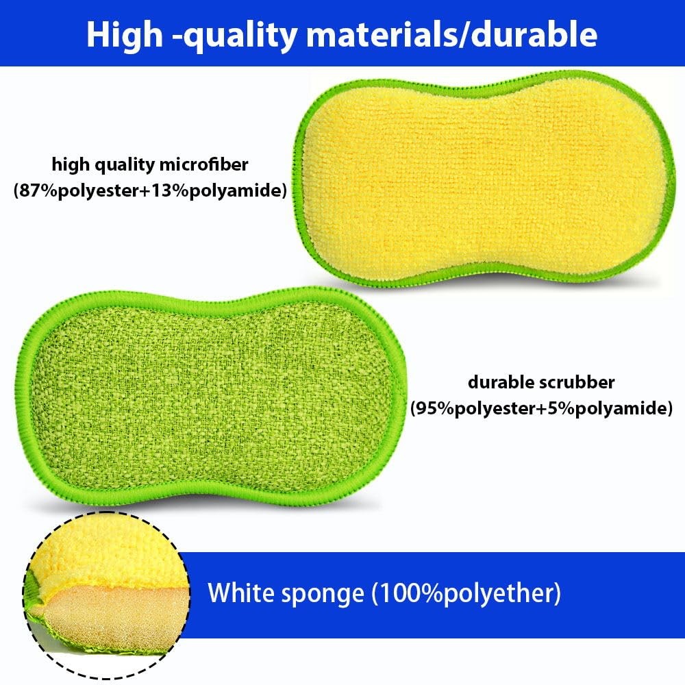 Non Scratch Cleaning Sponges 12 Pack, Multi Surface Use, Green