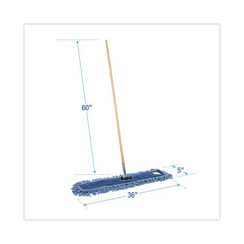 Boardwalk Dry Mopping Kit, 36 x 5 Blue Blended Synthetic Head, 60″ Wood/Metal