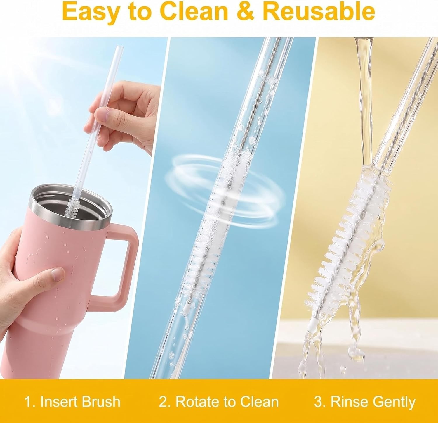 6 Pack Replacement Straws with Cleaning Brush Compatible Stanley 30 oz 40 oz