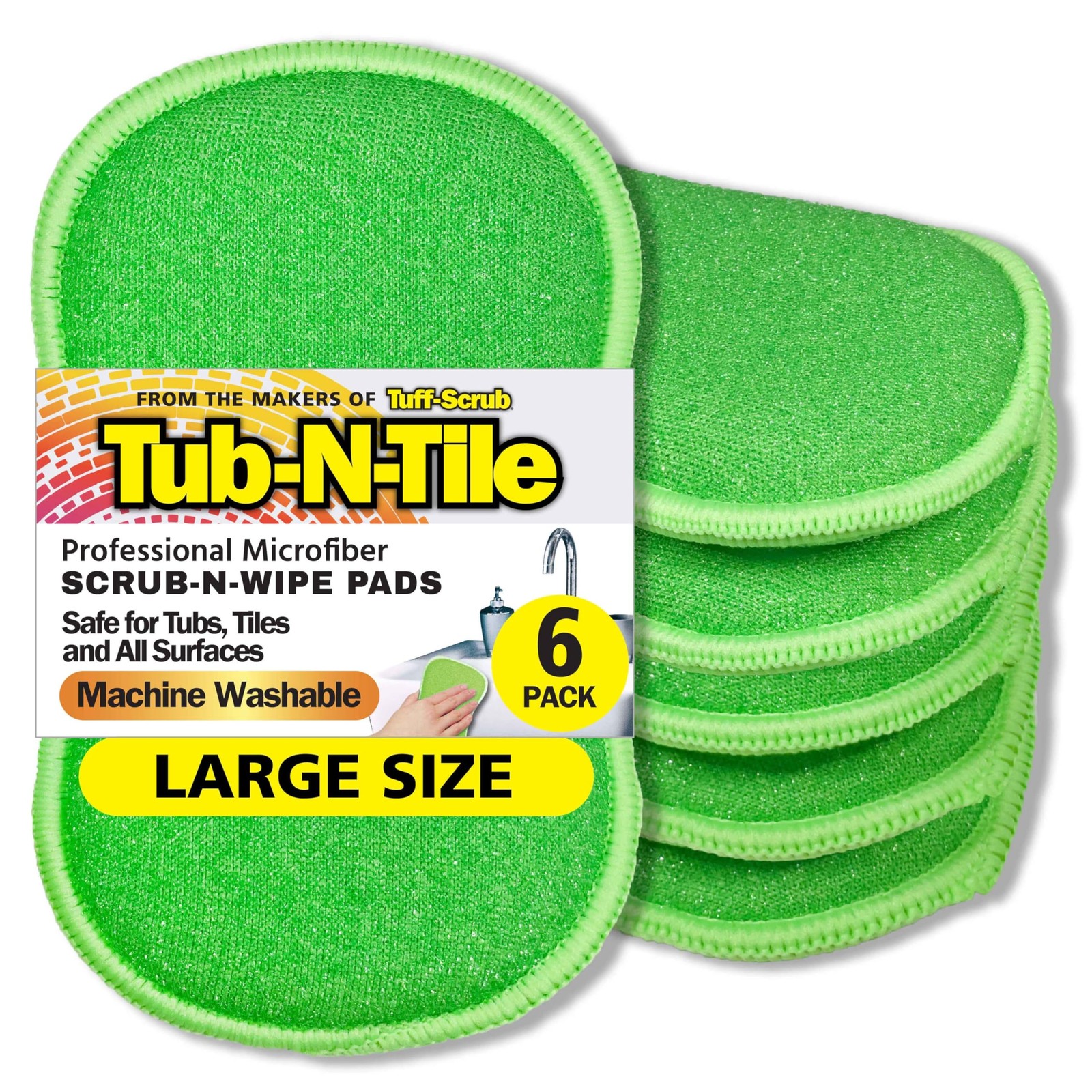 TubNTile by TuffScrub, Large, 6Pack, Microfiber, ScrubNWipe Pad, MultiSurface…