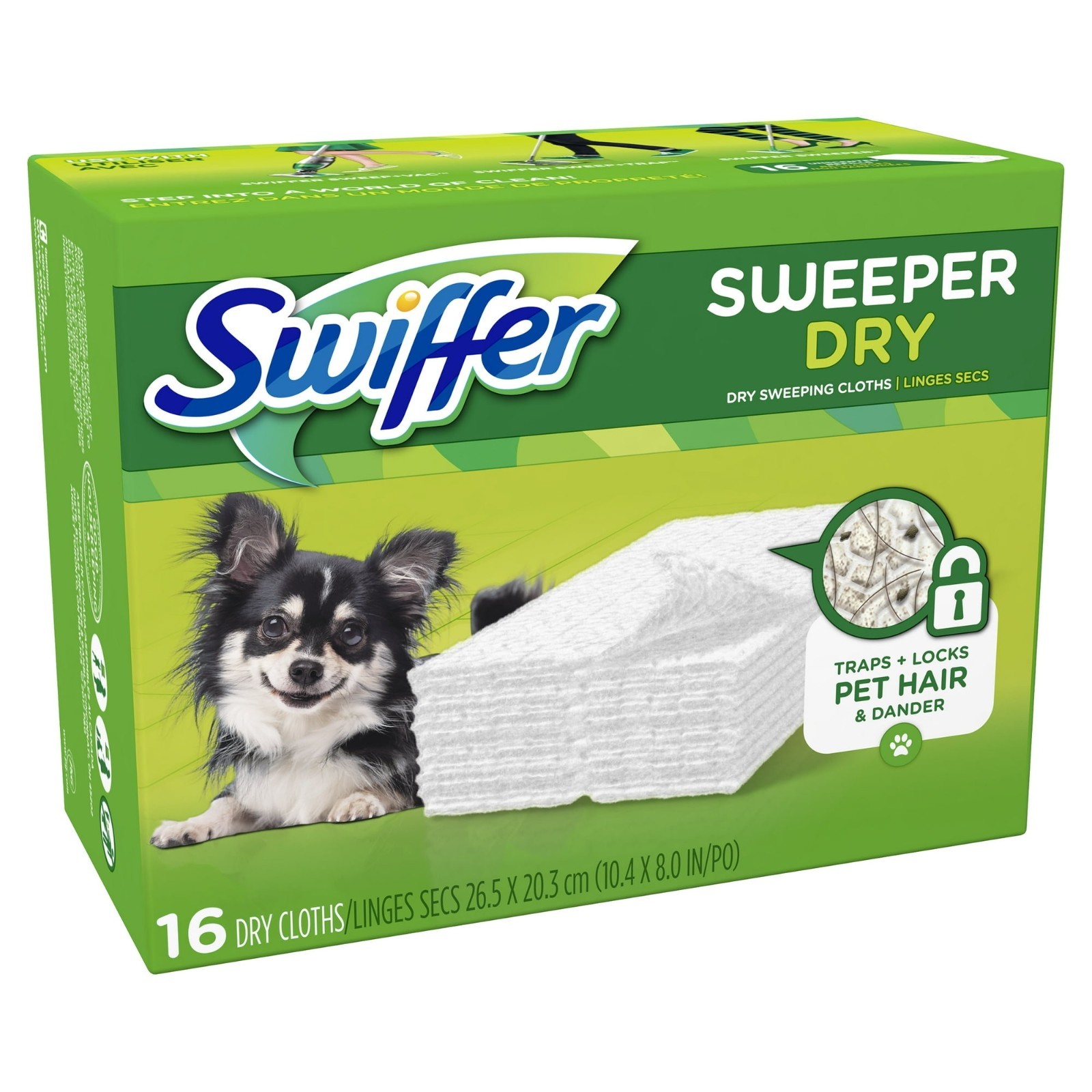 Swiffer Sweeper Pet Dry Refills 16ct Unscented Floor Mop Sweeping Pad Duster Clo