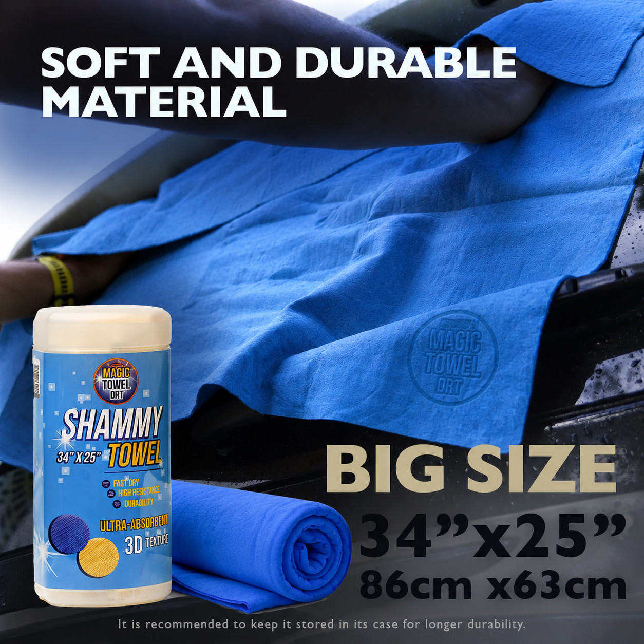 Blue Shammy Chamois Car Drying Towel 34×25 XL PVA Super Absorbent Magic Towel