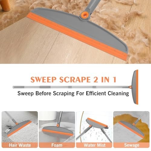 tXXFLOWER Silicone Air Broom Multifunction Broom with Long Handle Adjustable R
