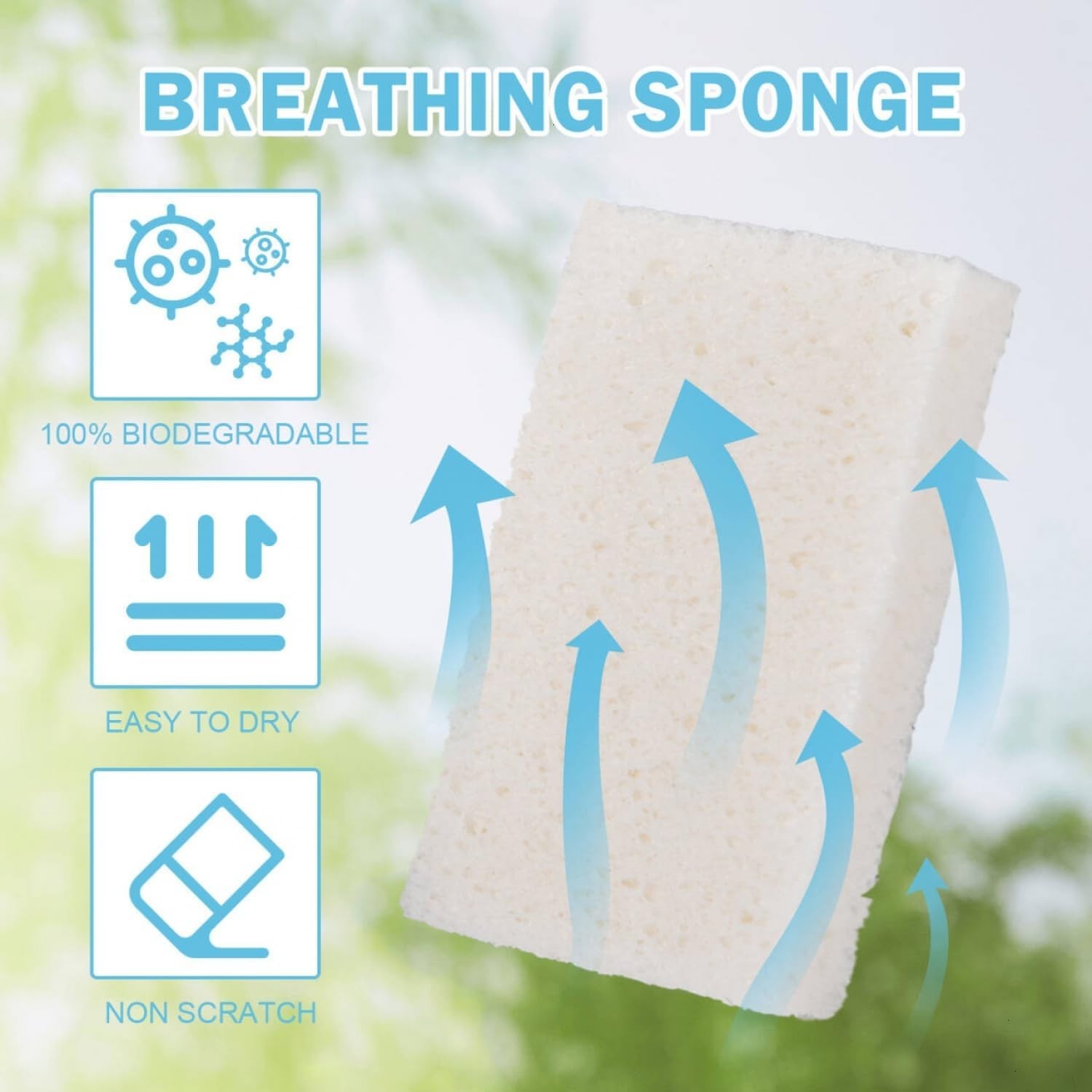 White Sponges Kitchen 10 Pack Natural Compressed Cellulose Sponges for Dishes…
