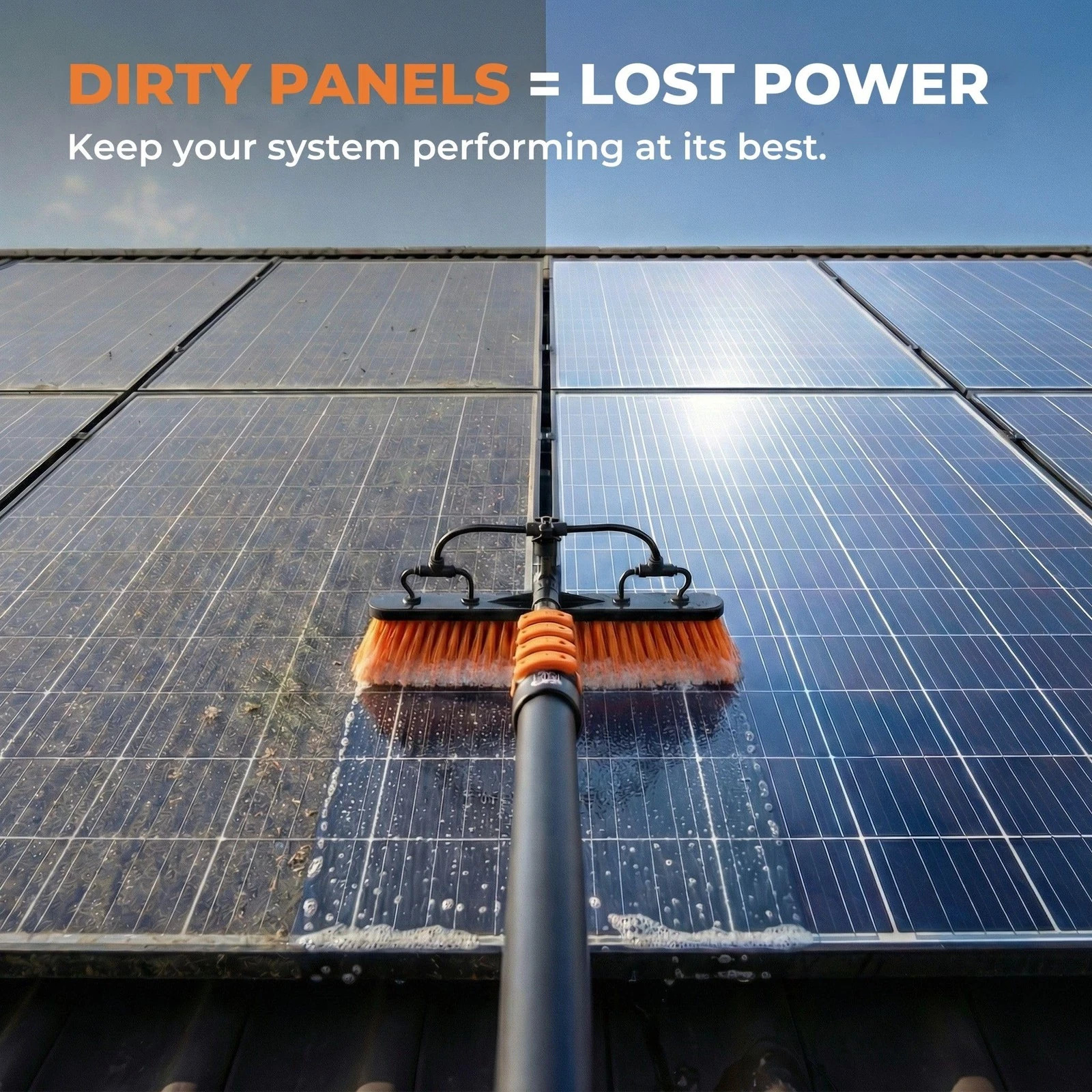Briliantwerk Solar Panel Cleaning Brush with 20 ft Extension Pole Water Fed Pole
