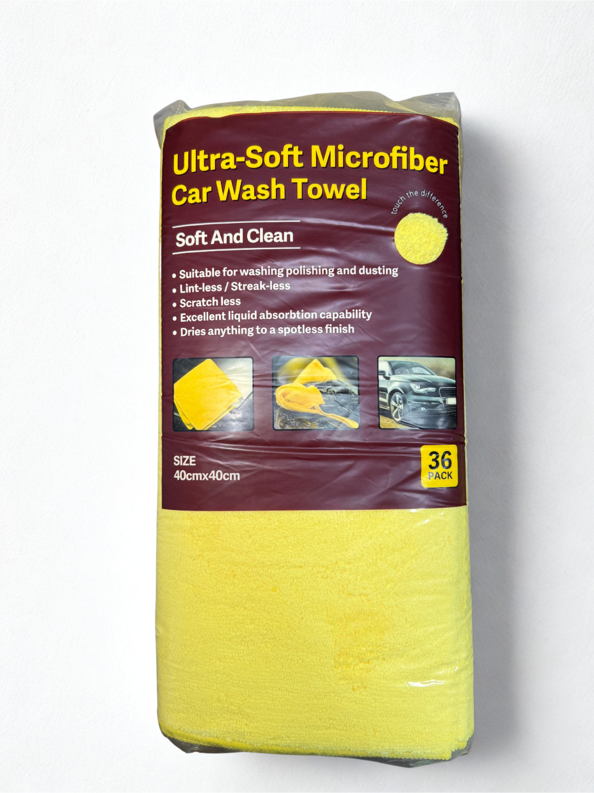 Yellow Towel Car Wash Microfiber Automotive Cleaning Cloth Polish 16”x16” 216pcs