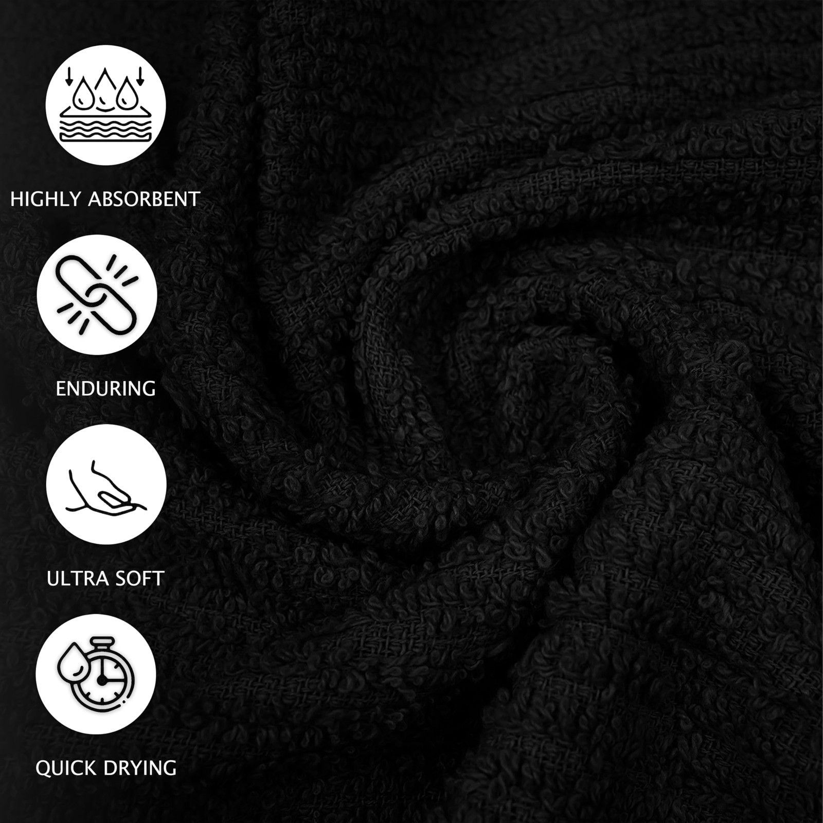 ZUPERIA Bar Mop Kitchen Towels – Pack of 12 (16″x19”) 12 16″x19″, Black