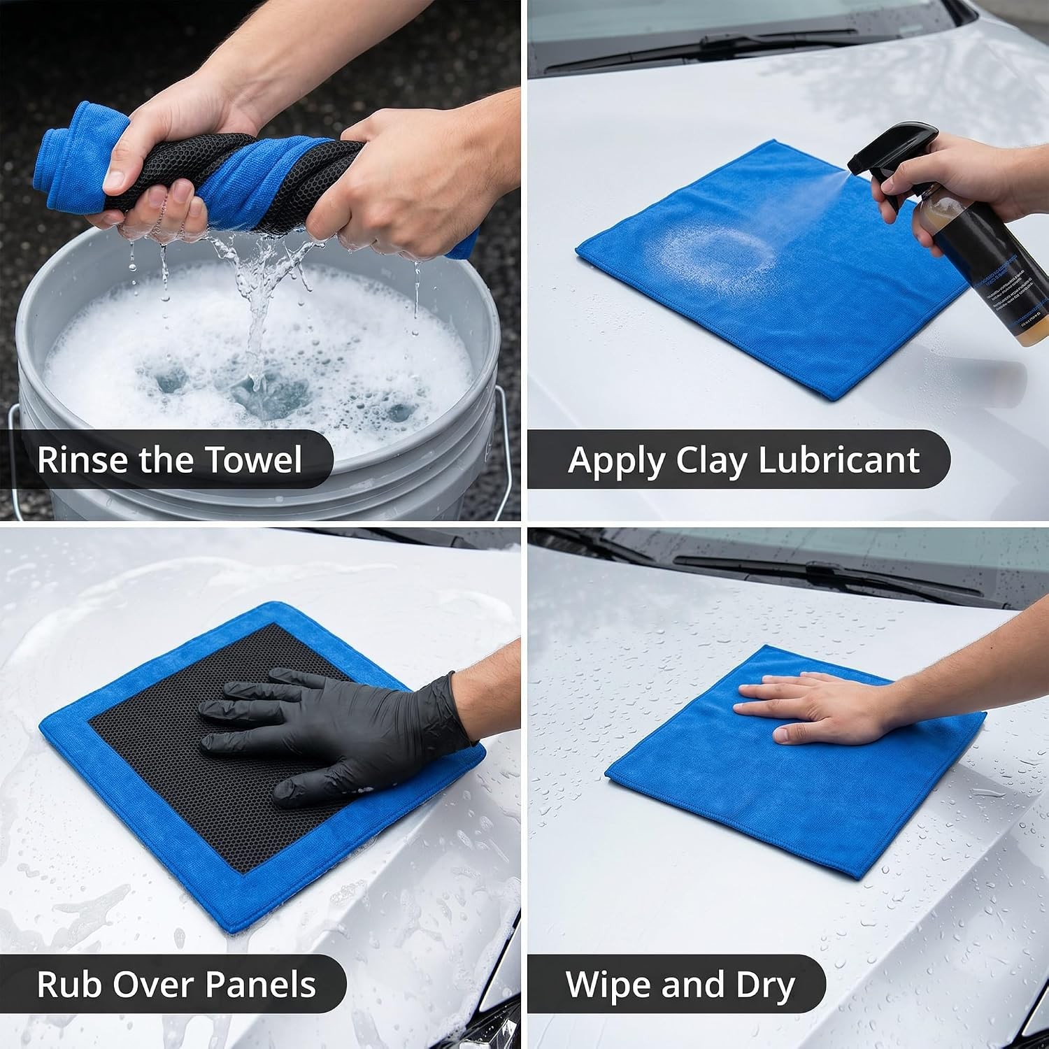 3Pcs Clay Towel Car Detailing Clay Bar Towel 12×12 Rubber Polymer Clay Bar Cloth