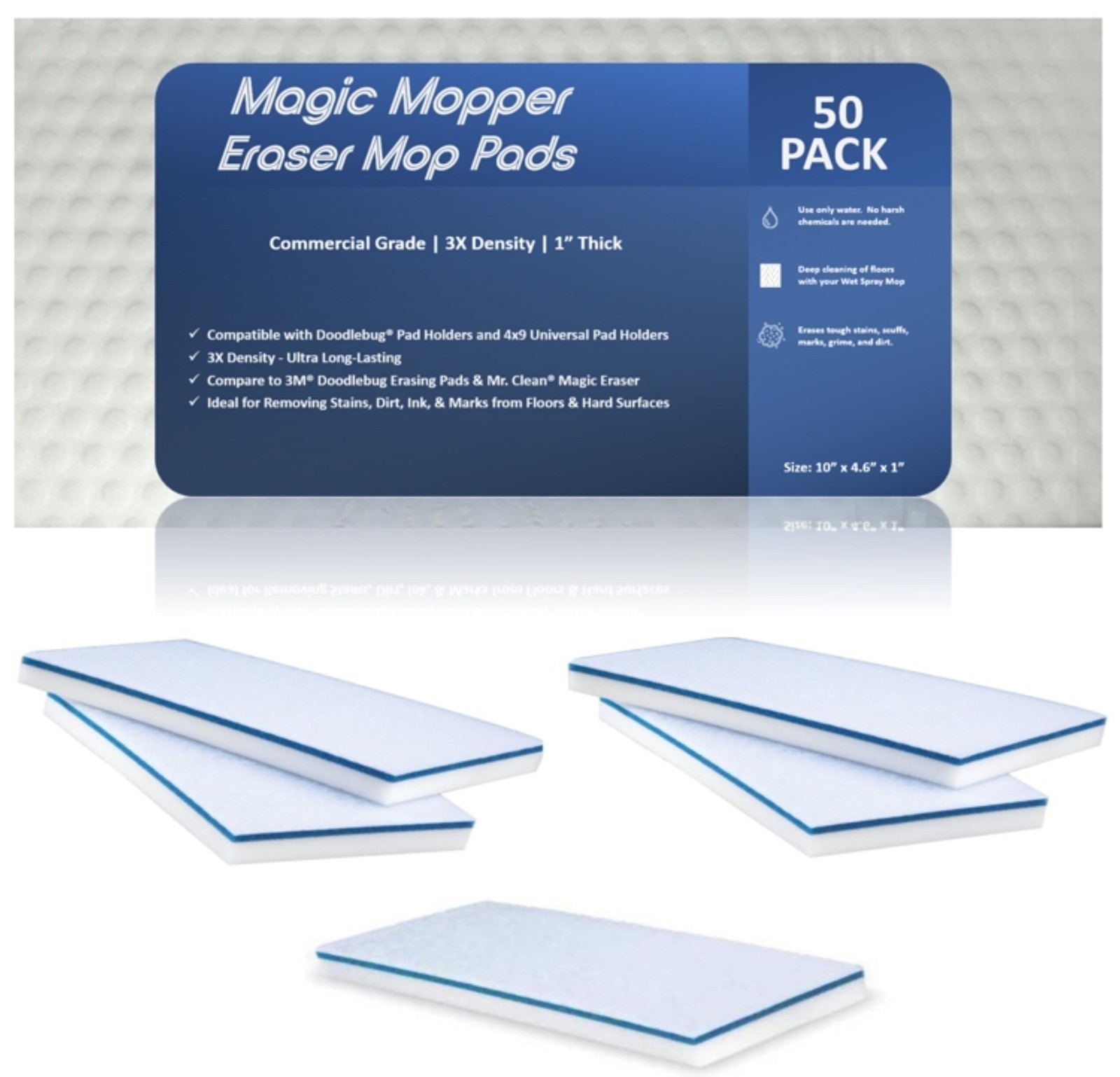 4610 Eraser Pads – 50 Pack 4.5″ x 10″ x 1″ Commercial Grade Melamine Sponges …