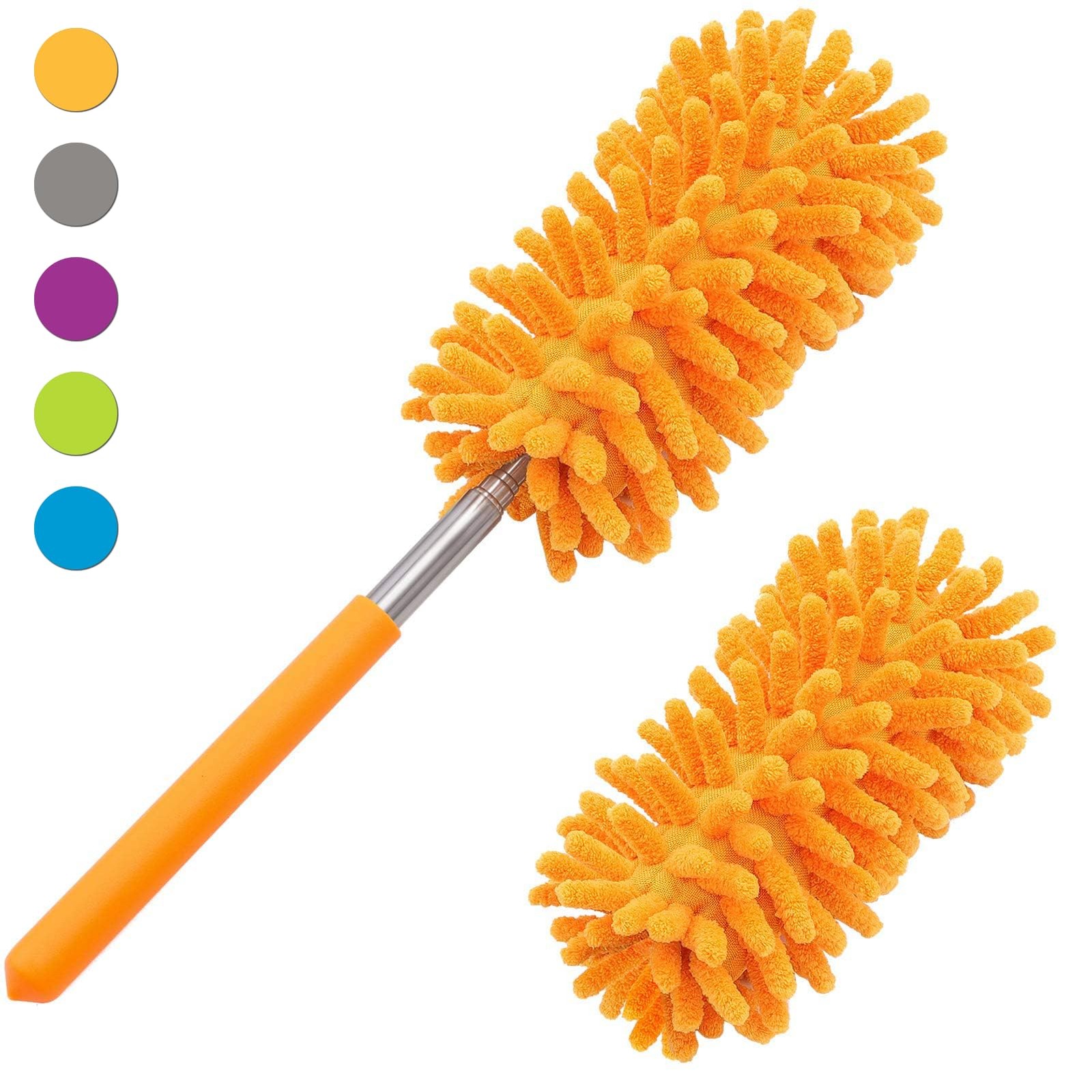Microfiber Duster for Cleaning, Tukuos Hand Washable 2 Attachments, Orange